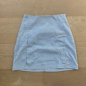Blue and white plaid pencil skirt